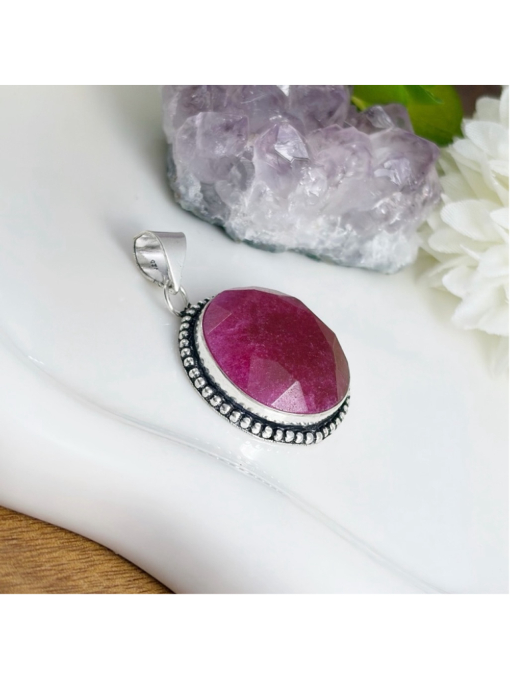 Ruby Pendant Jewelry Set Lot Southwest Boho New 925 Sterling Silver Overlay - Picture 4 of 8